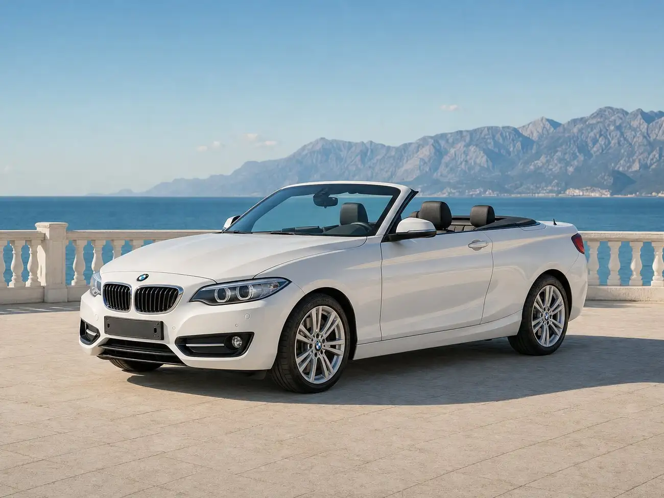BMW 218i Cabrio Luxury белый, аренда в Анталии